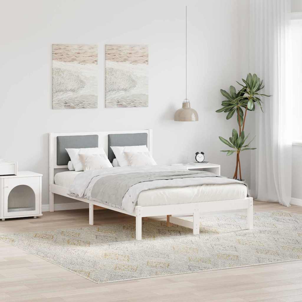 Bed Frame Light Grey 120 x 190 cm Solid Pine Wood