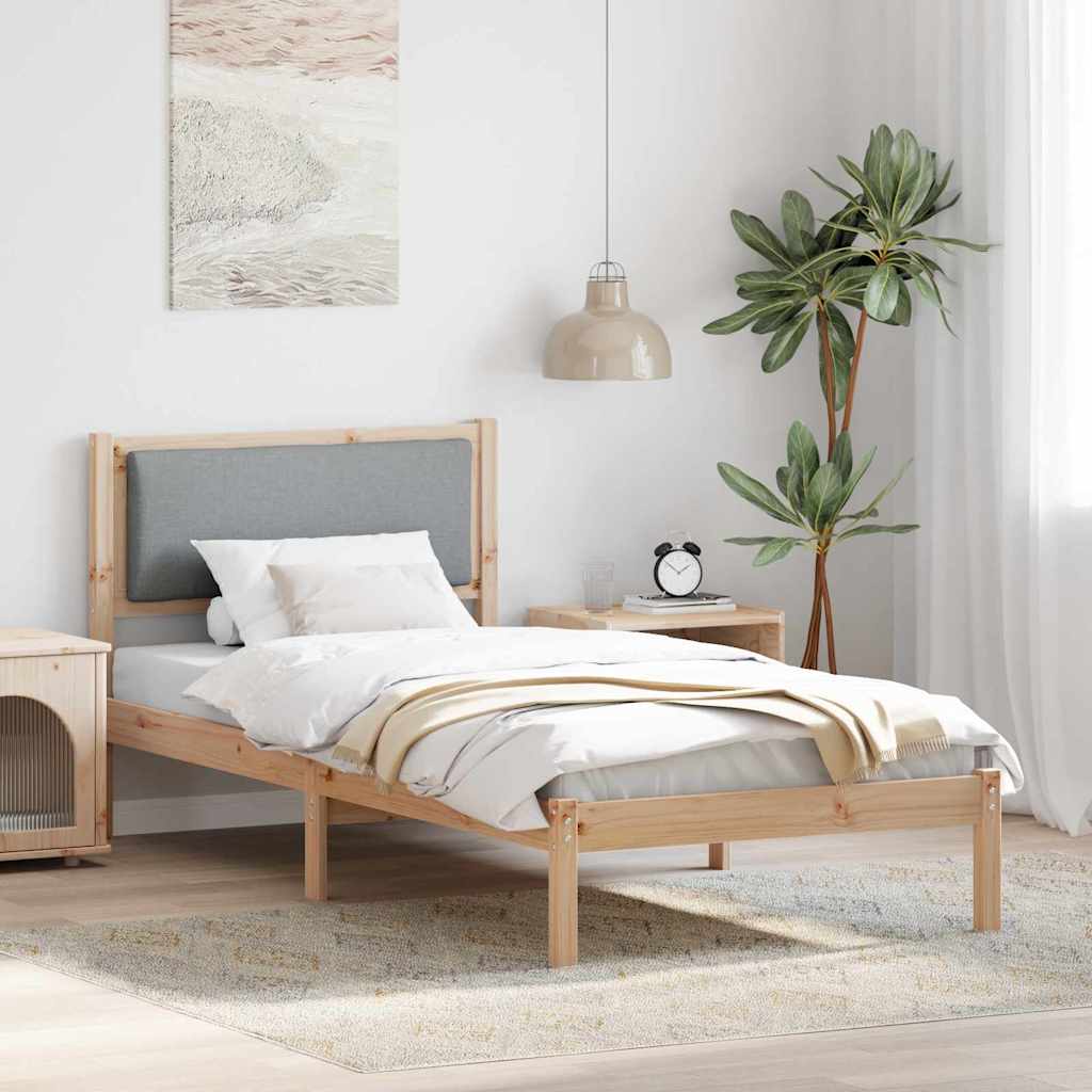 Bed Frame Light Grey 100 x 200 cm Solid Pine Wood