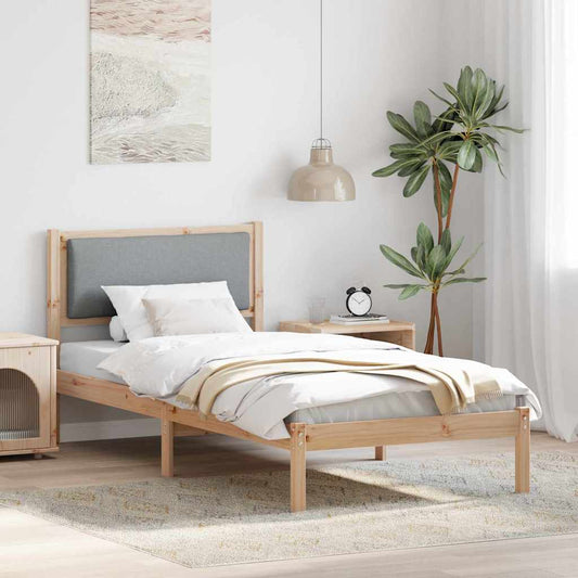 Bed Frame Light Grey 100 x 200 cm Solid Pine Wood