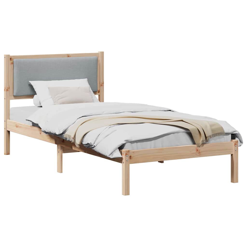 Bed Frame Light Grey 100 x 200 cm Solid Pine Wood