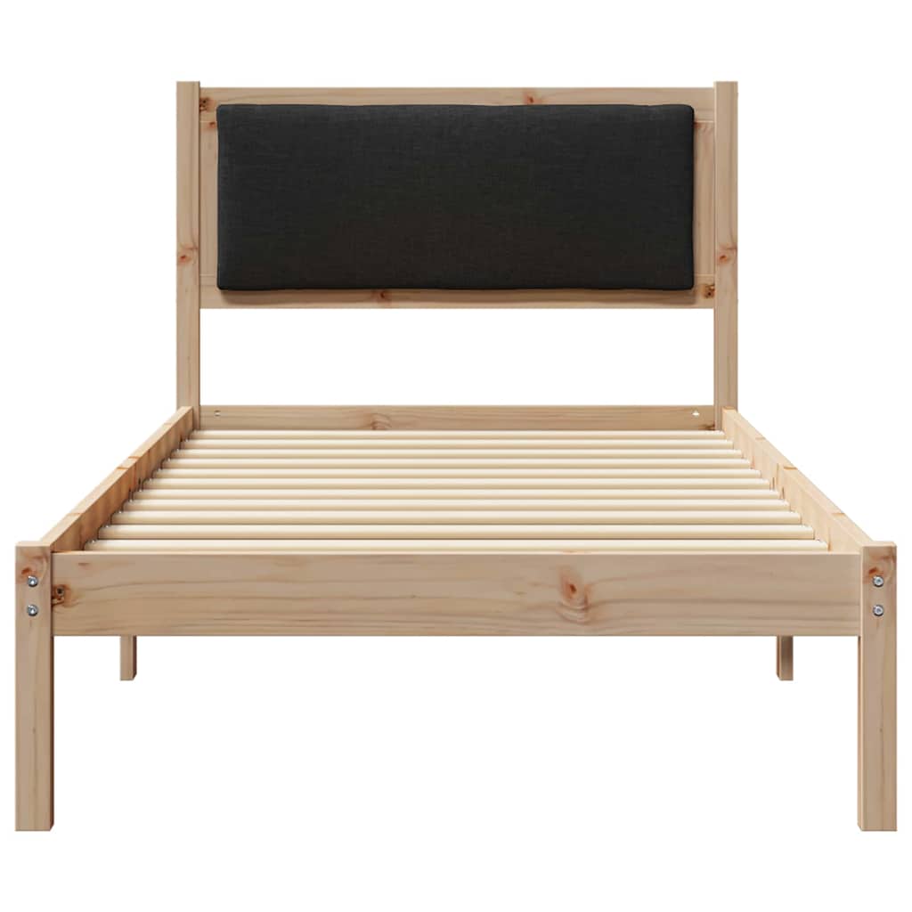 Bed Frame with Headboard Black 100 x 200 cm Solid Pine Wood