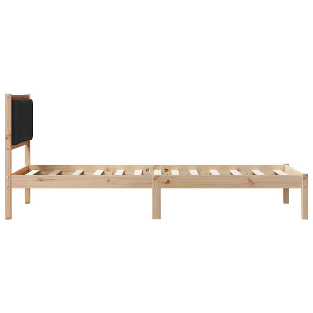 Bed Frame with Headboard Black 100 x 200 cm Solid Pine Wood