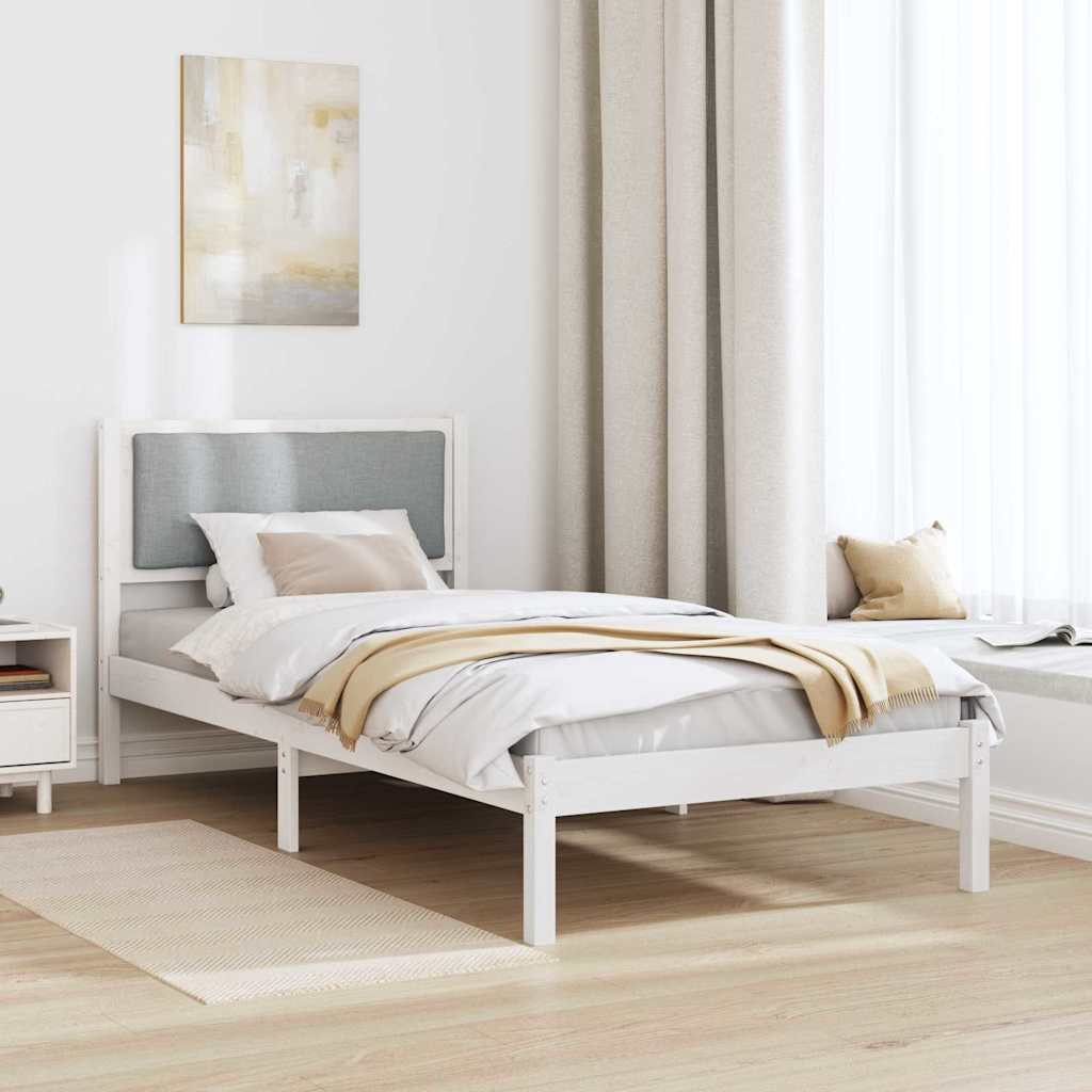 Bed Frame Light Grey 100 x 200 cm Solid Pine Wood