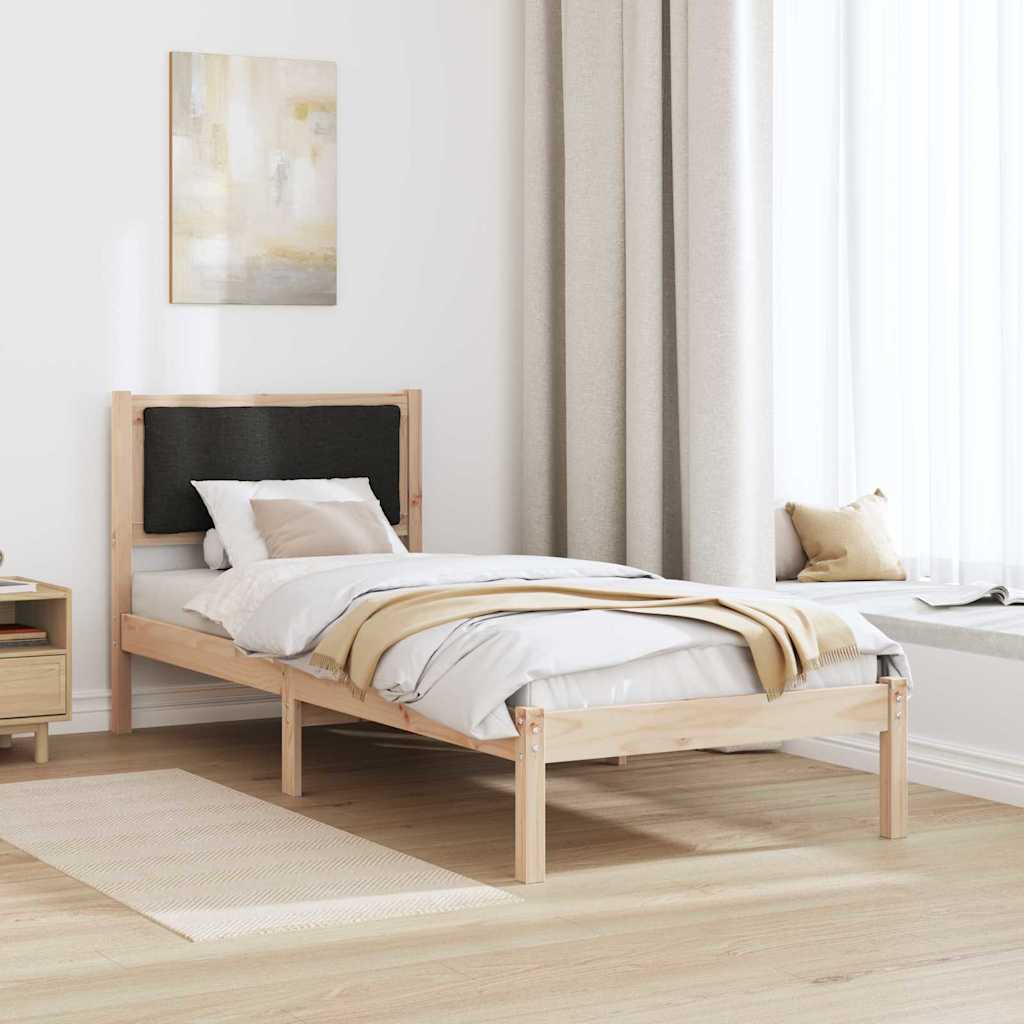 Bed Frame with Headboard Black 80 x 200 cm Solid Pine Wood