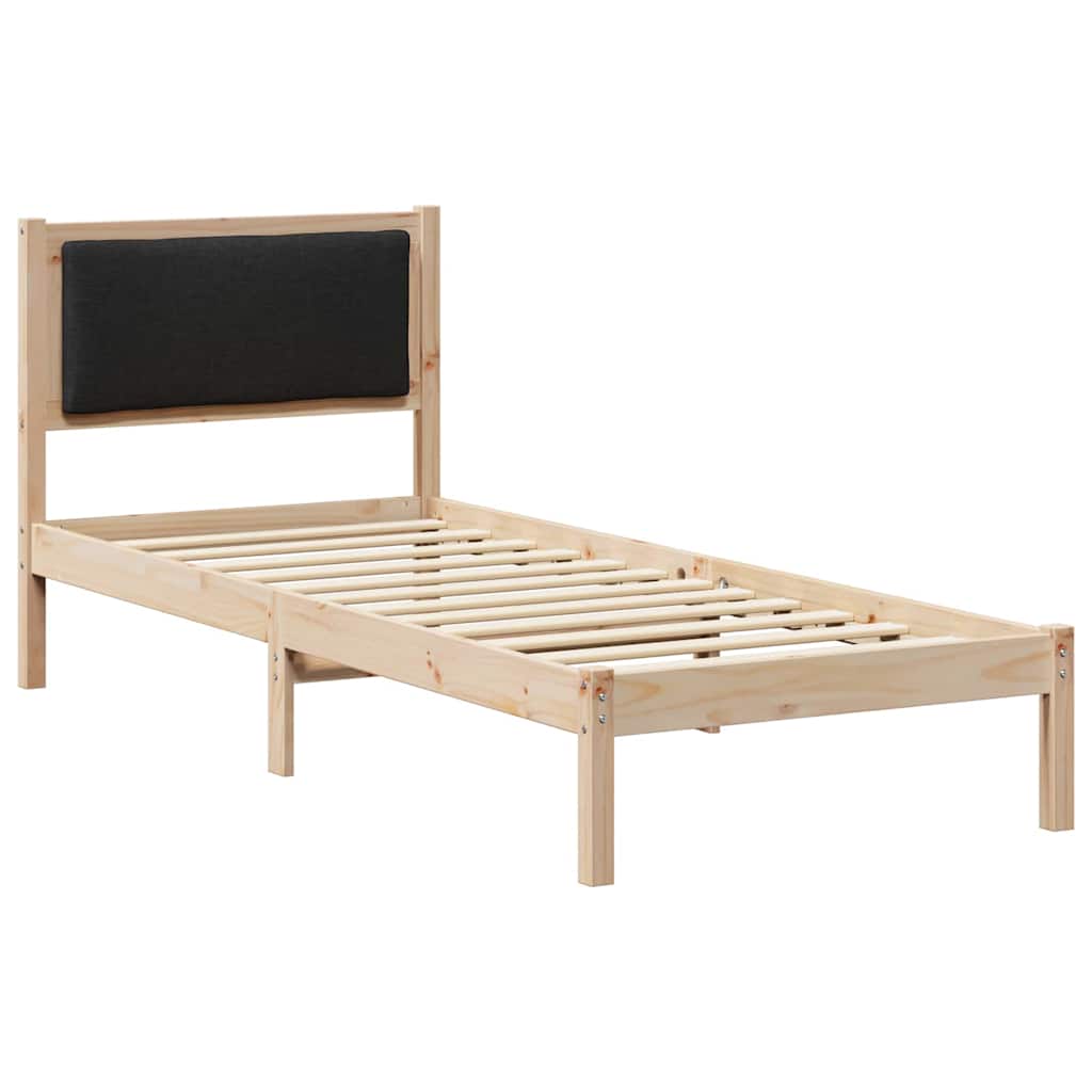 Bed Frame with Headboard Black 80 x 200 cm Solid Pine Wood
