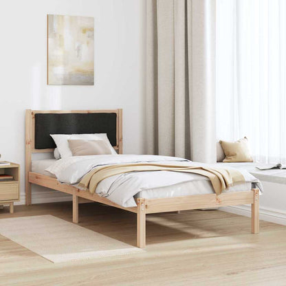 Bed Frame with Headboard Black 90 x 190 cm Solid Pine Wood