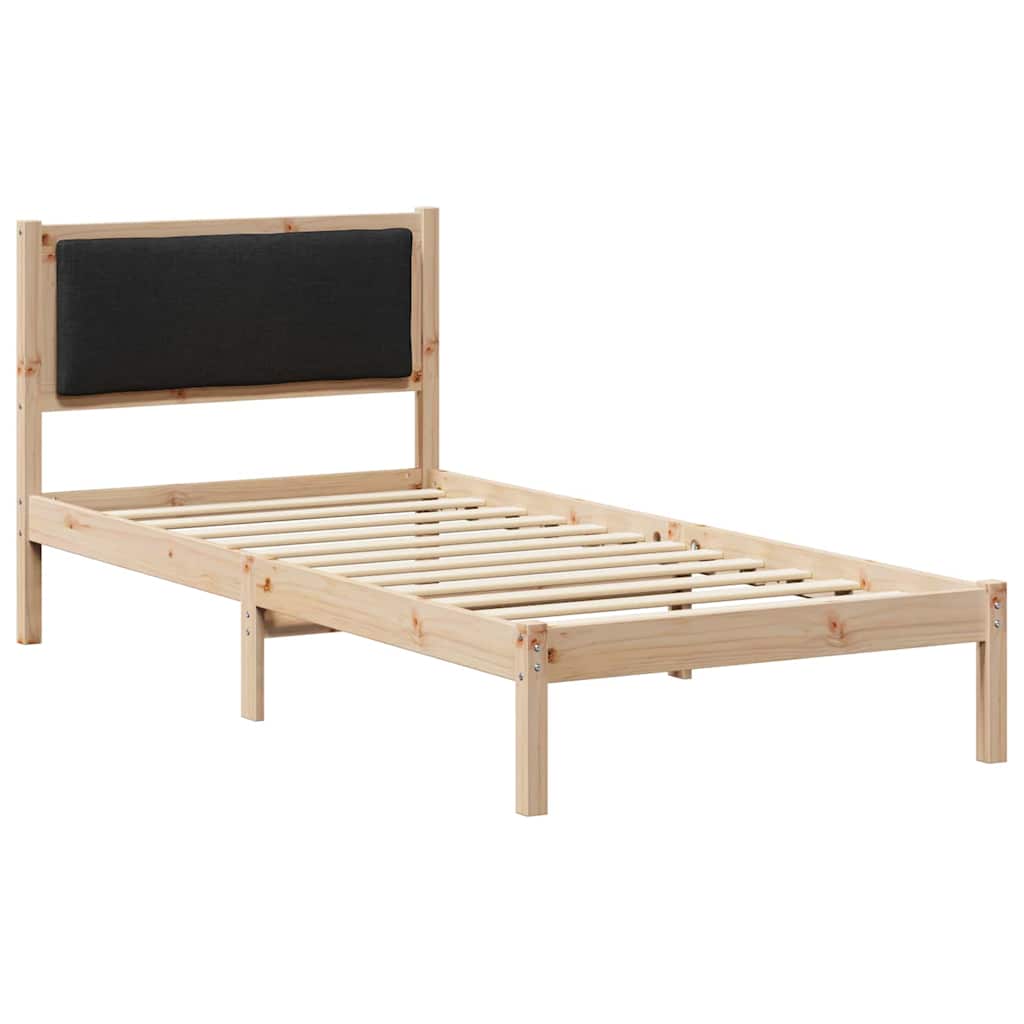 Bed Frame with Headboard Black 90 x 190 cm Solid Pine Wood