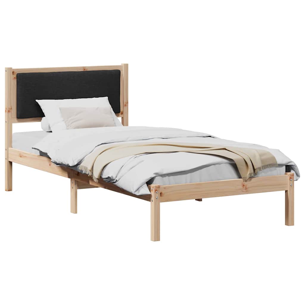 Bed Frame with Headboard Black 90 x 190 cm Solid Pine Wood