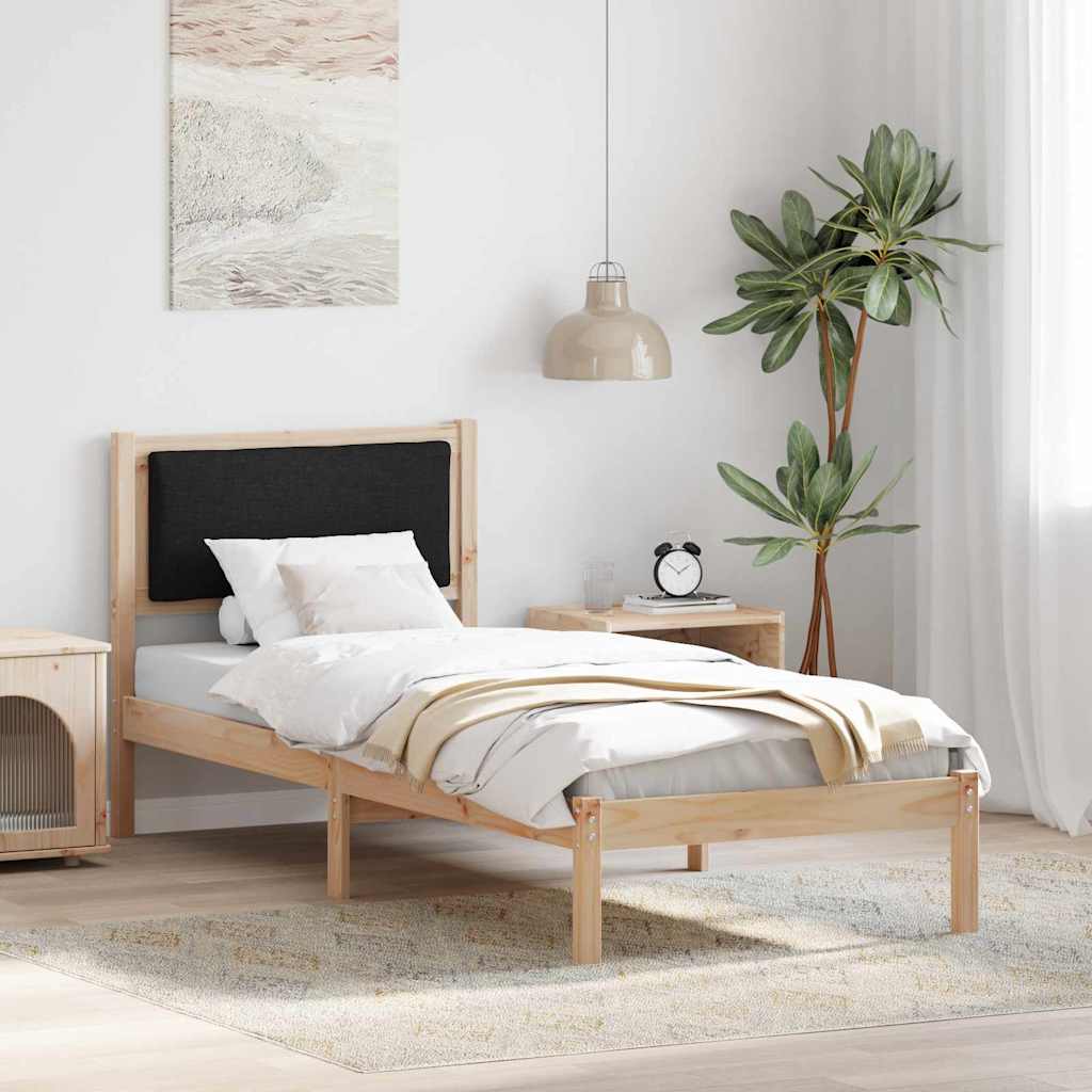 Bed Frame with Headboard Black 80 x 190 cm Solid Pine Wood
