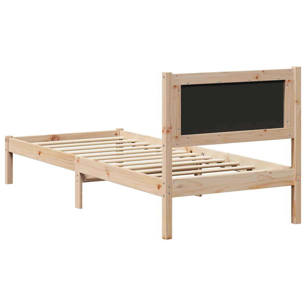 Bed Frame with Headboard Black 80 x 190 cm Solid Pine Wood