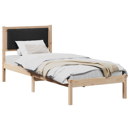 Bed Frame with Headboard Black 80 x 190 cm Solid Pine Wood