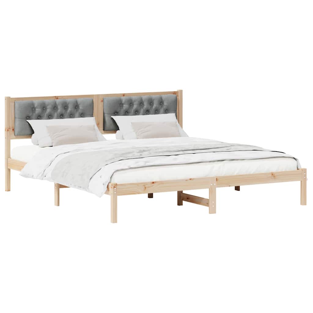 Bed Frame Light Grey 160 x 200 cm Solid Pine Wood