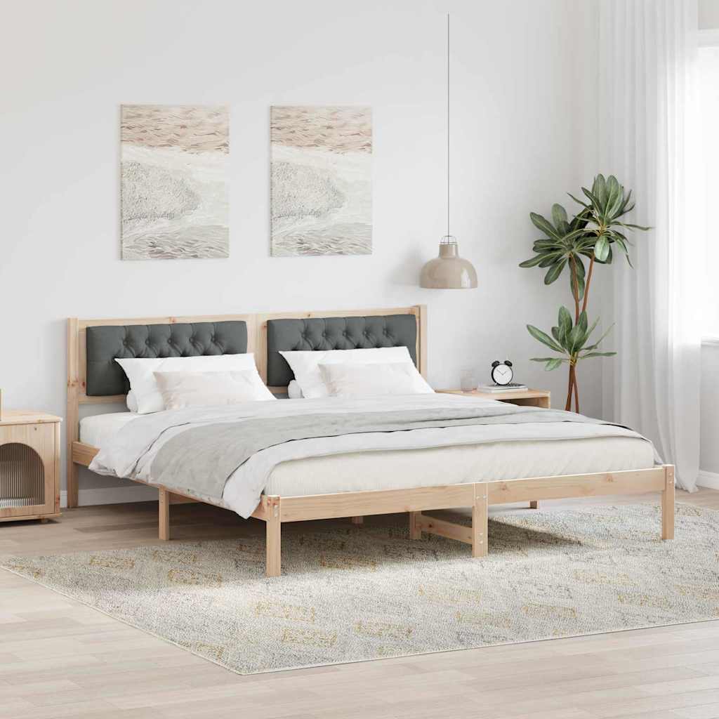 Bed Frame with Headboard Dark Grey 160 x 200 cm Solid Pine Wood