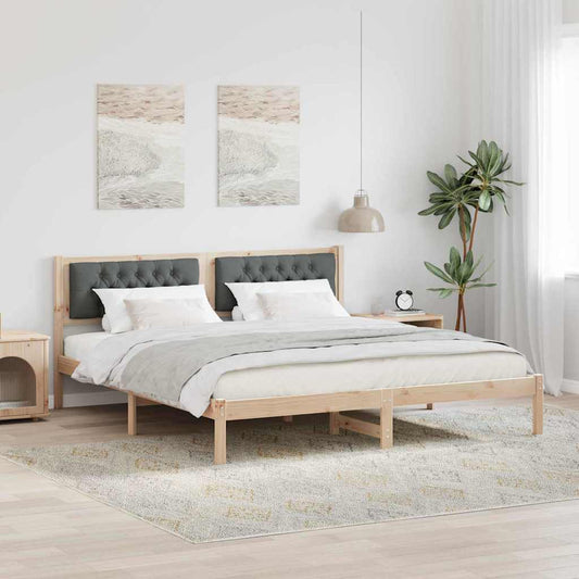 Bed Frame with Headboard Dark Grey 160 x 200 cm Solid Pine Wood