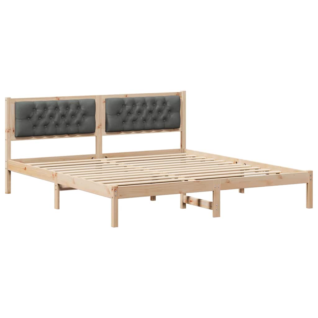 Bed Frame with Headboard Dark Grey 160 x 200 cm Solid Pine Wood