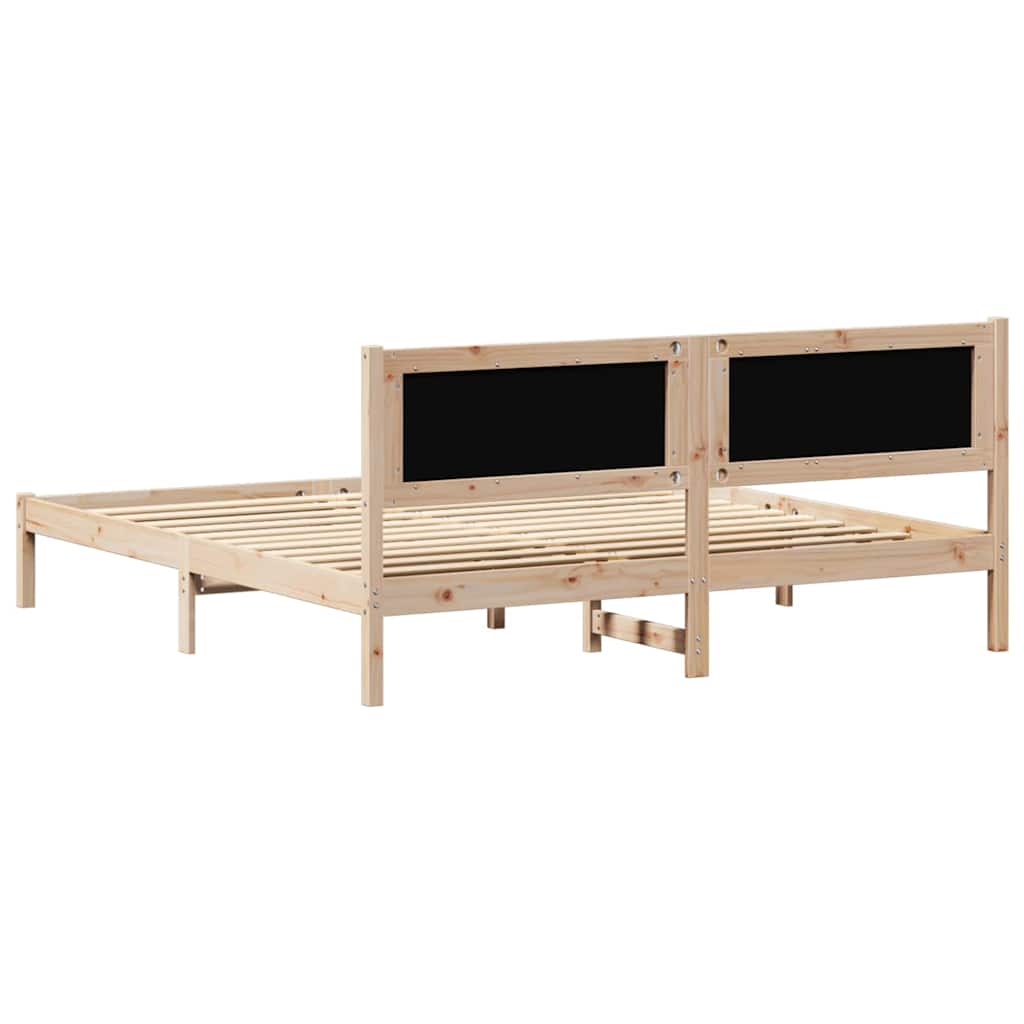 Bed Frame with Headboard Dark Grey 160 x 200 cm Solid Pine Wood