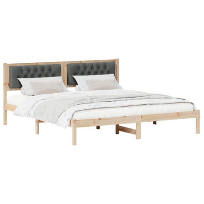 Bed Frame with Headboard Dark Grey 160 x 200 cm Solid Pine Wood