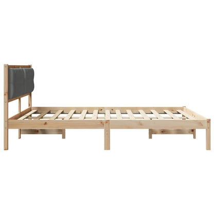 Bed Frame with Headboard Dark Grey 160 x 200 cm Solid Pine Wood