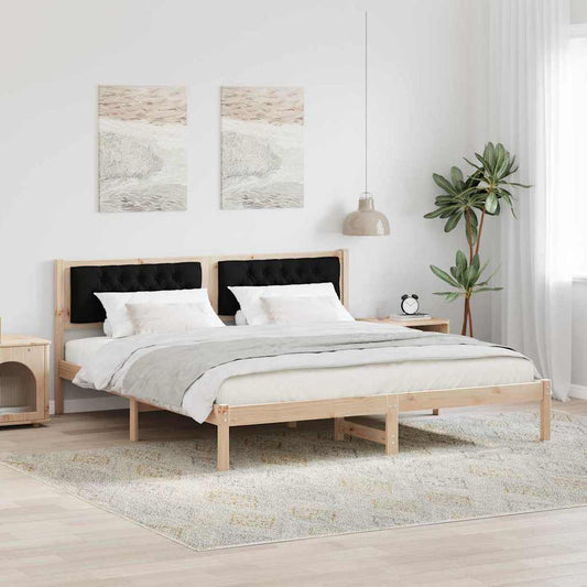 Bed Frame with Headboard Black 160 x 200 cm Solid Pine Wood
