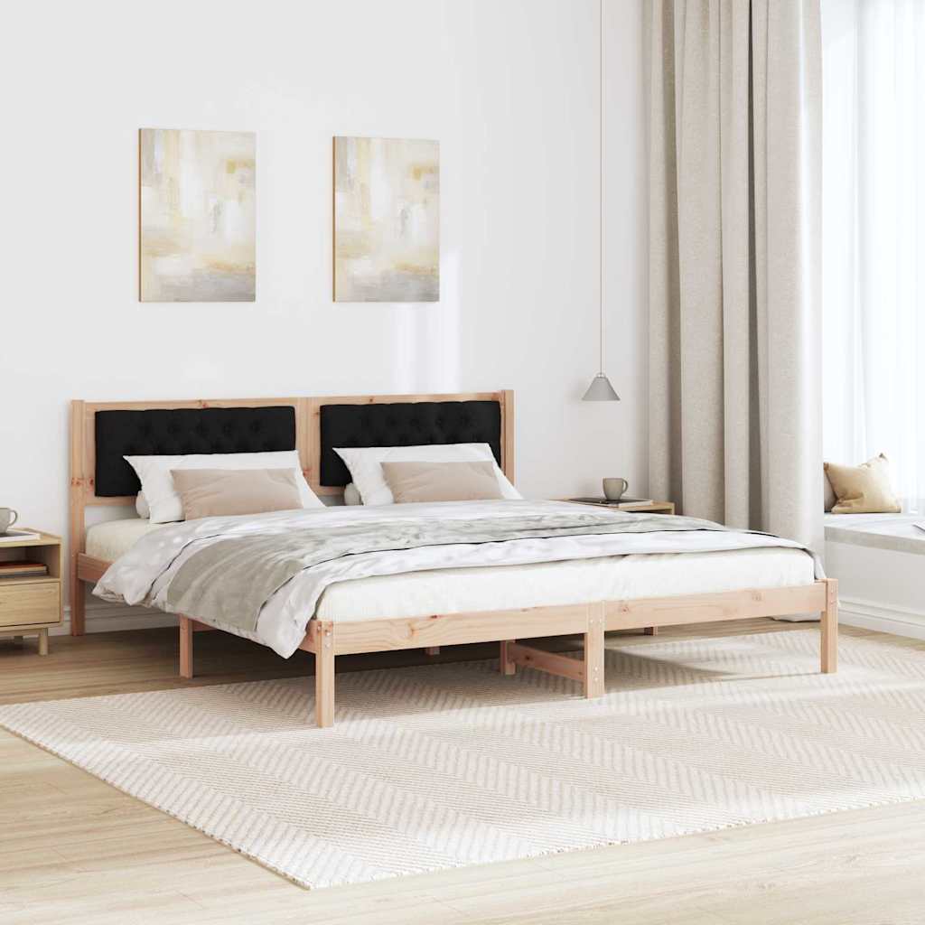 Bed Frame with Headboard Black 160 x 200 cm Solid Pine Wood