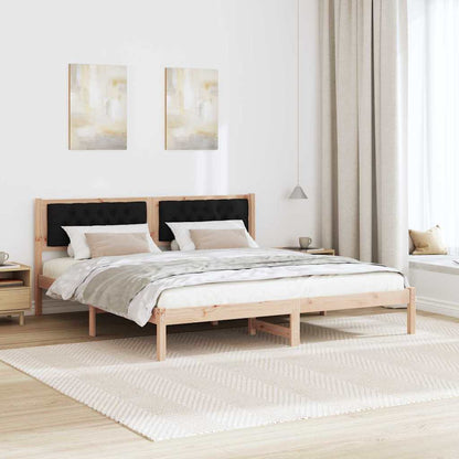 Bed Frame with Headboard Black 160 x 200 cm Solid Pine Wood