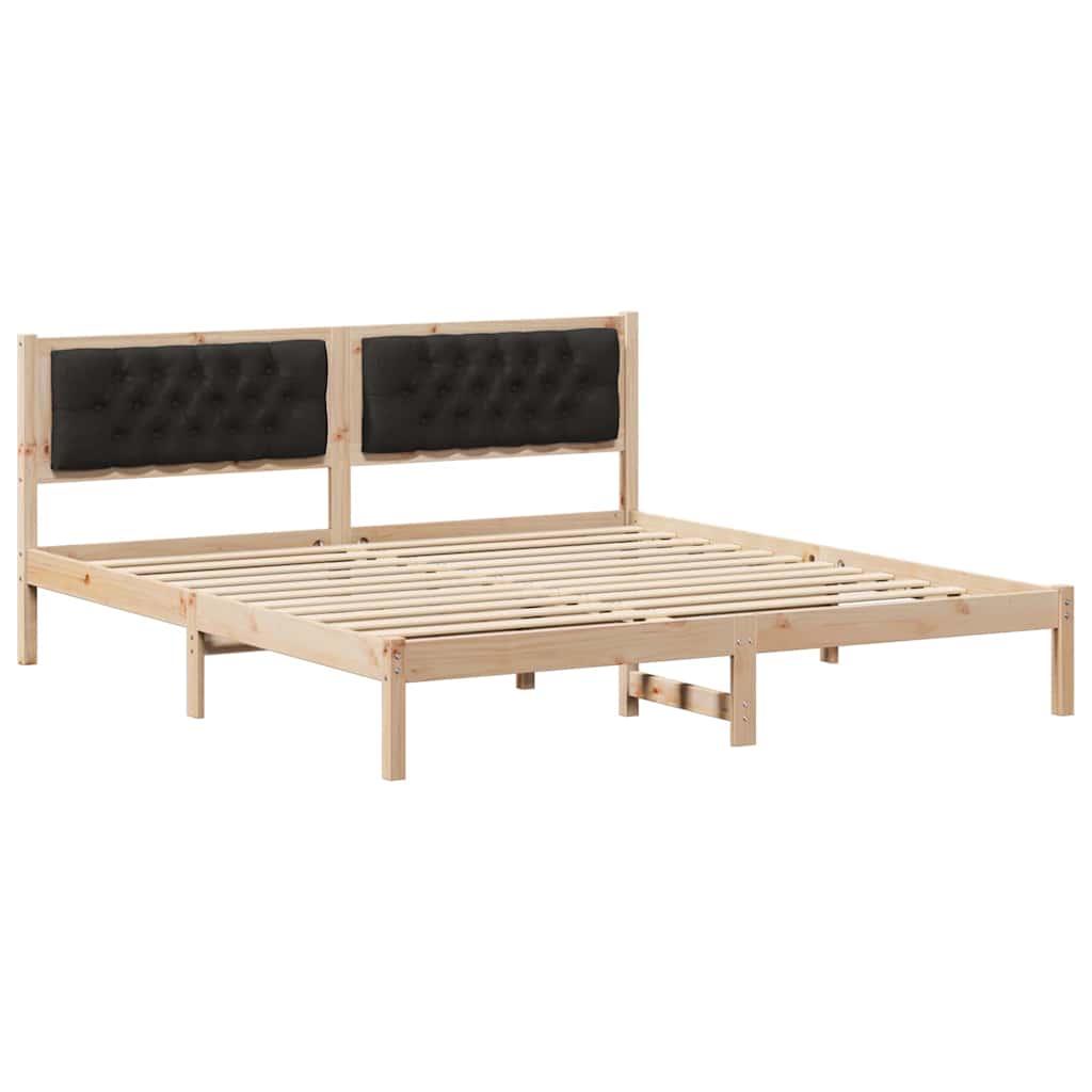 Bed Frame with Headboard Black 160 x 200 cm Solid Pine Wood