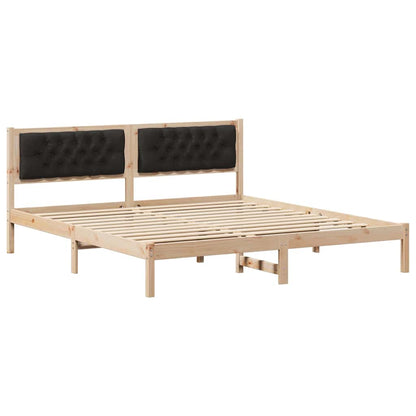 Bed Frame with Headboard Black 160 x 200 cm Solid Pine Wood