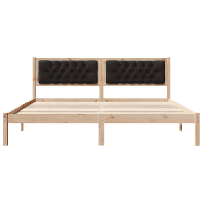 Bed Frame with Headboard Black 160 x 200 cm Solid Pine Wood