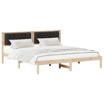 Bed Frame with Headboard Black 160 x 200 cm Solid Pine Wood