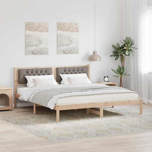 Bed Frame with Headboard Taupe 160 x 200 cm Solid Pine Wood