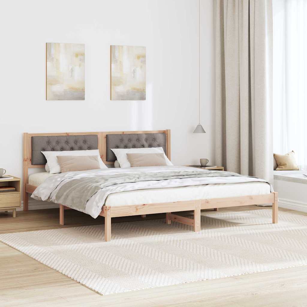 Bed Frame with Headboard Taupe 160 x 200 cm Solid Pine Wood
