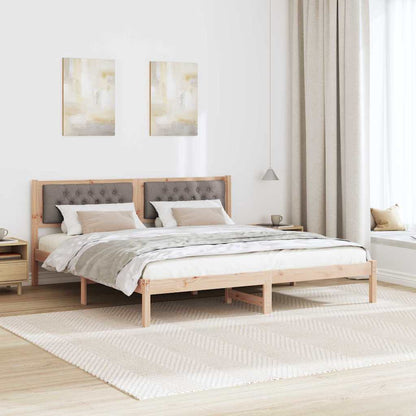 Bed Frame with Headboard Taupe 160 x 200 cm Solid Pine Wood