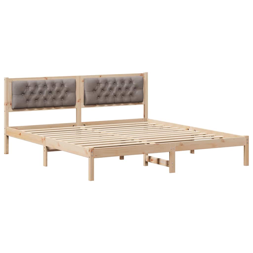 Bed Frame with Headboard Taupe 160 x 200 cm Solid Pine Wood