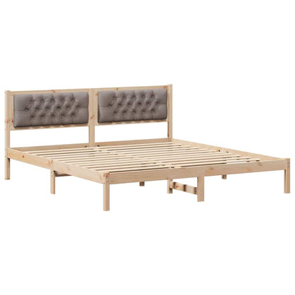 Bed Frame with Headboard Taupe 160 x 200 cm Solid Pine Wood