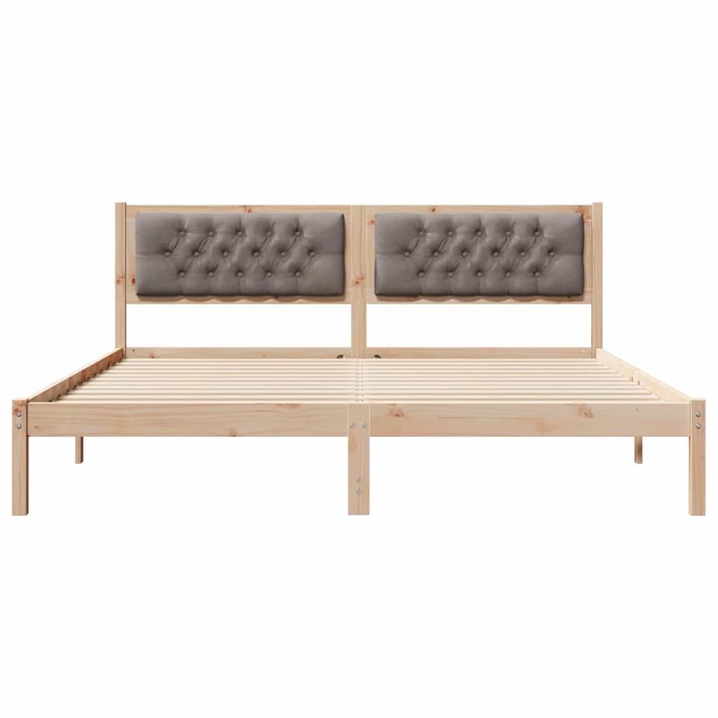 Bed Frame with Headboard Taupe 160 x 200 cm Solid Pine Wood