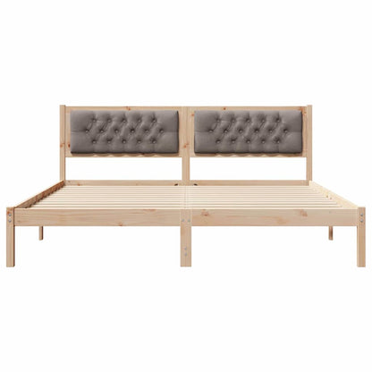 Bed Frame with Headboard Taupe 160 x 200 cm Solid Pine Wood