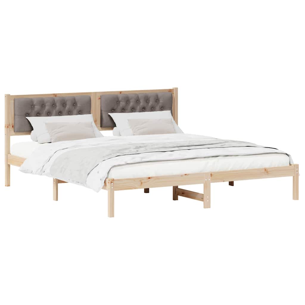 Bed Frame with Headboard Taupe 160 x 200 cm Solid Pine Wood