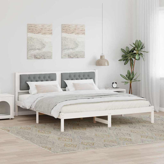 Bed Frame Light Grey 160 x 200 cm Solid Pine Wood