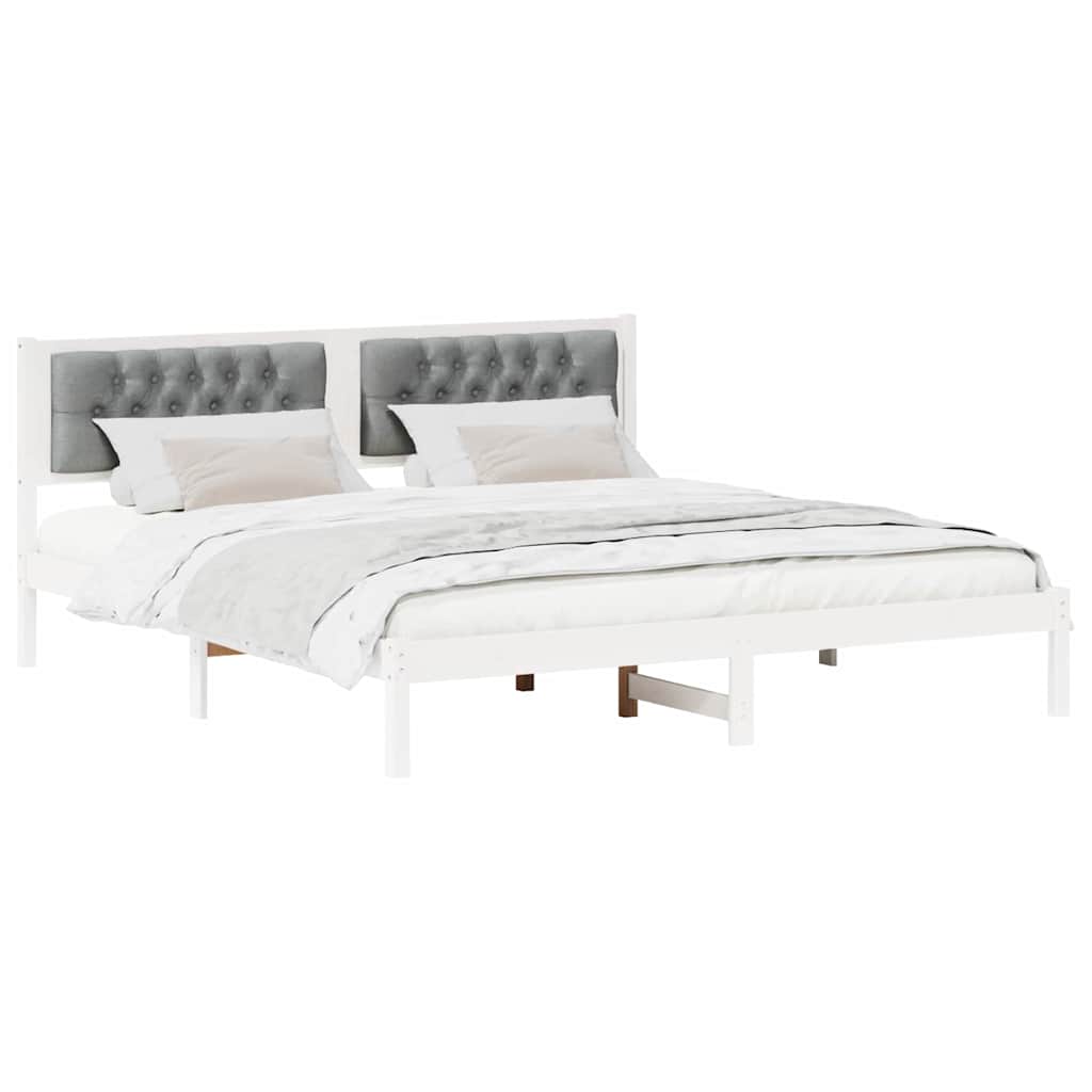 Bed Frame Light Grey 160 x 200 cm Solid Pine Wood