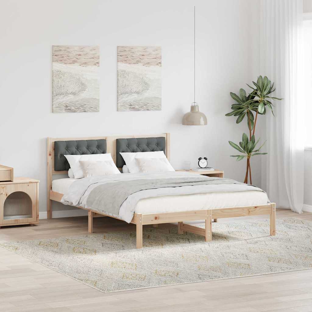 Bed Frame with Headboard Dark Grey 150 x 200 cm Solid Pine Wood