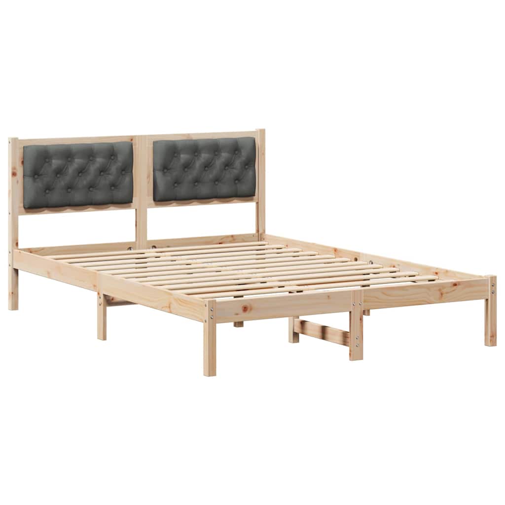 Bed Frame with Headboard Dark Grey 150 x 200 cm Solid Pine Wood