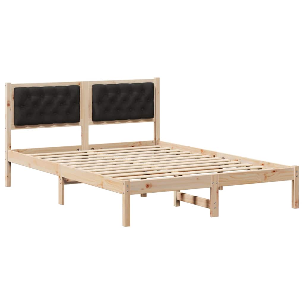 Bed Frame with Headboard Black 150 x 200 cm Solid Pine Wood