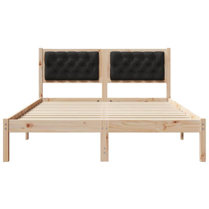 Bed Frame with Headboard Black 150 x 200 cm Solid Pine Wood