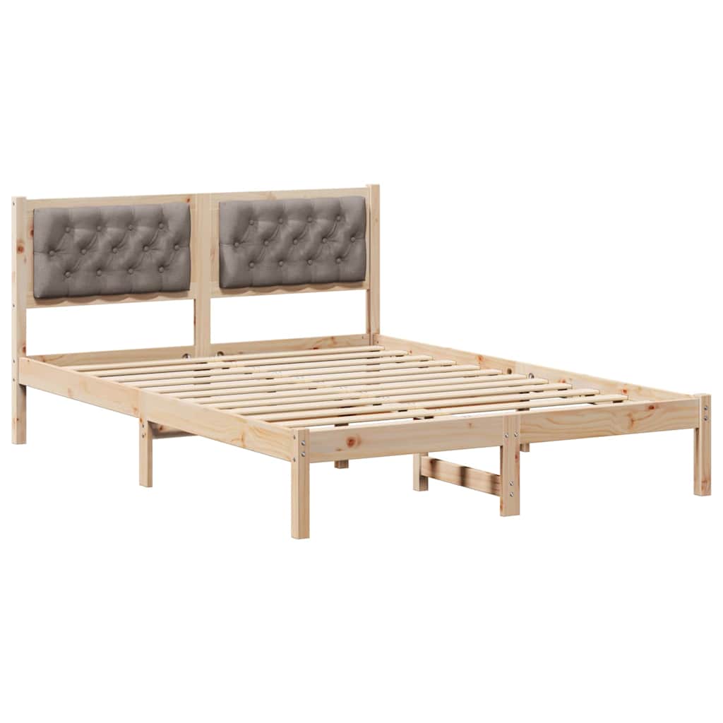 Bed Frame with Headboard Taupe 150 x 200 cm Solid Pine Wood