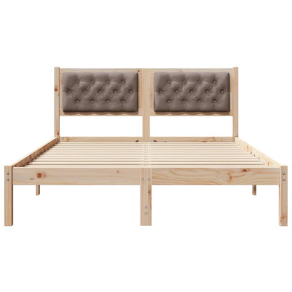 Bed Frame with Headboard Taupe 150 x 200 cm Solid Pine Wood