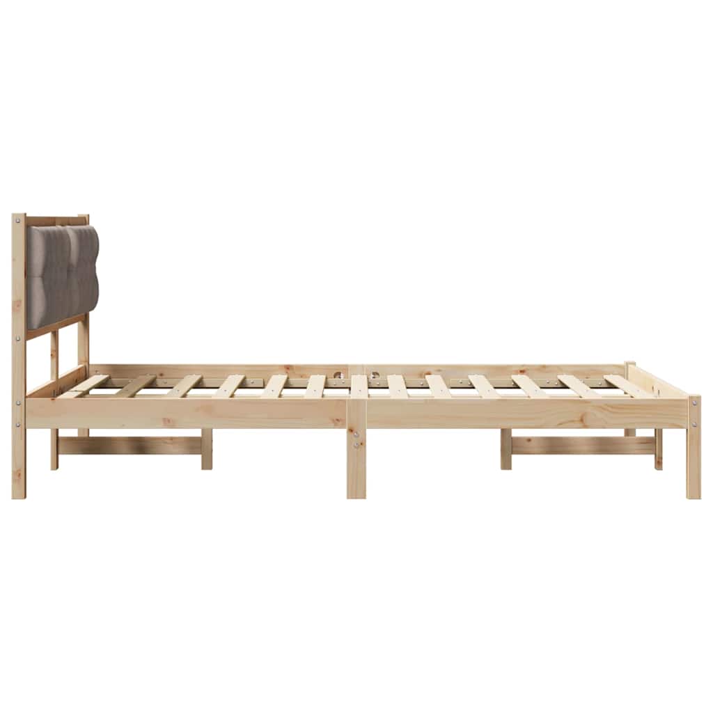 Bed Frame with Headboard Taupe 150 x 200 cm Solid Pine Wood