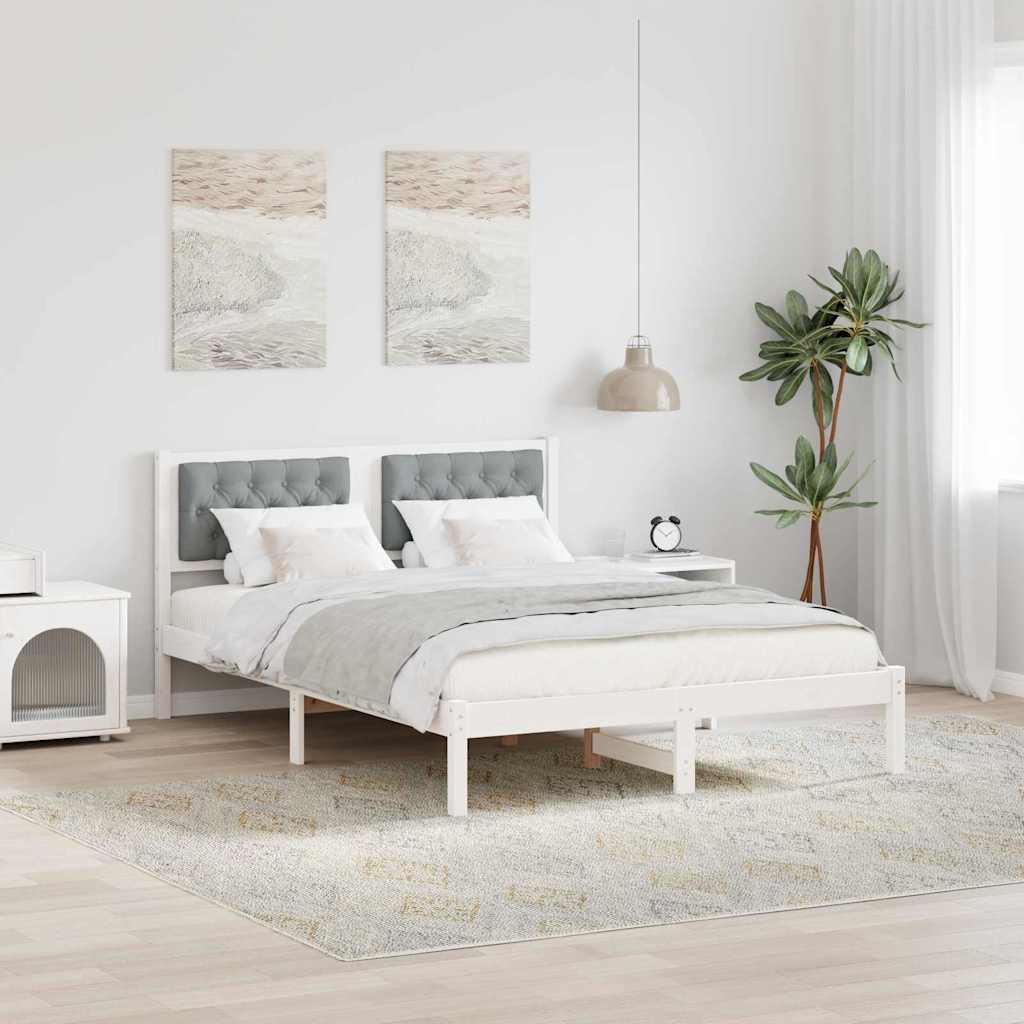 Bed Frame Light Grey 150 x 200 cm Solid Pine Wood