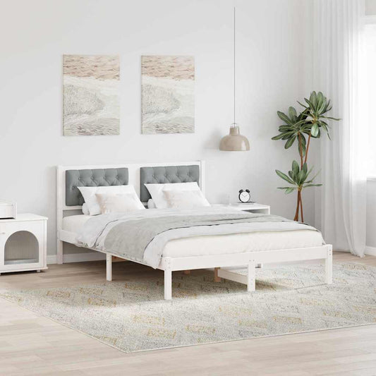 Bed Frame Light Grey 150 x 200 cm Solid Pine Wood