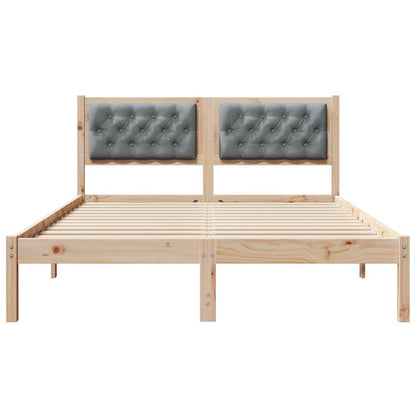 Bed Frame Light Grey 140 x 200 cm Solid Pine Wood