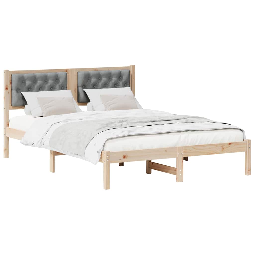 Bed Frame Light Grey 140 x 200 cm Solid Pine Wood